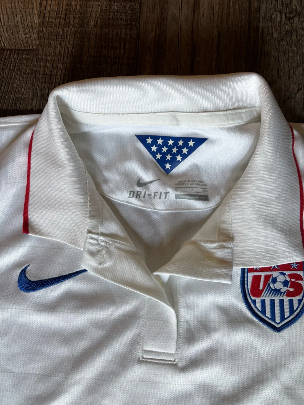 Nike White Soccer Jersey with Black Authentic Patch